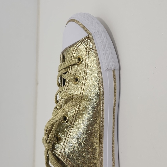 Converse All Star Chuck Taylor Sneakers Shoes Gold Sparkle Glitter Youth Sz 3 - Picture 9 of 14